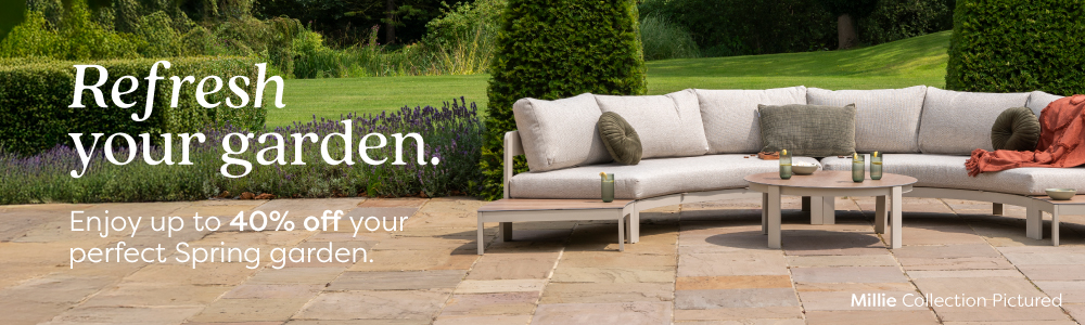 A banner that reads: Refresh your garden Up to 40% off