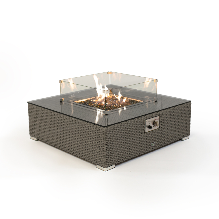 Heritage Chelsea Rattan Square Gas Fire Pit Coffee Table