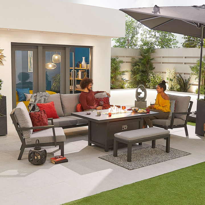 Vogue 3 Seater Aluminium Lounge Dining Set with 2 Armchairs and Bench