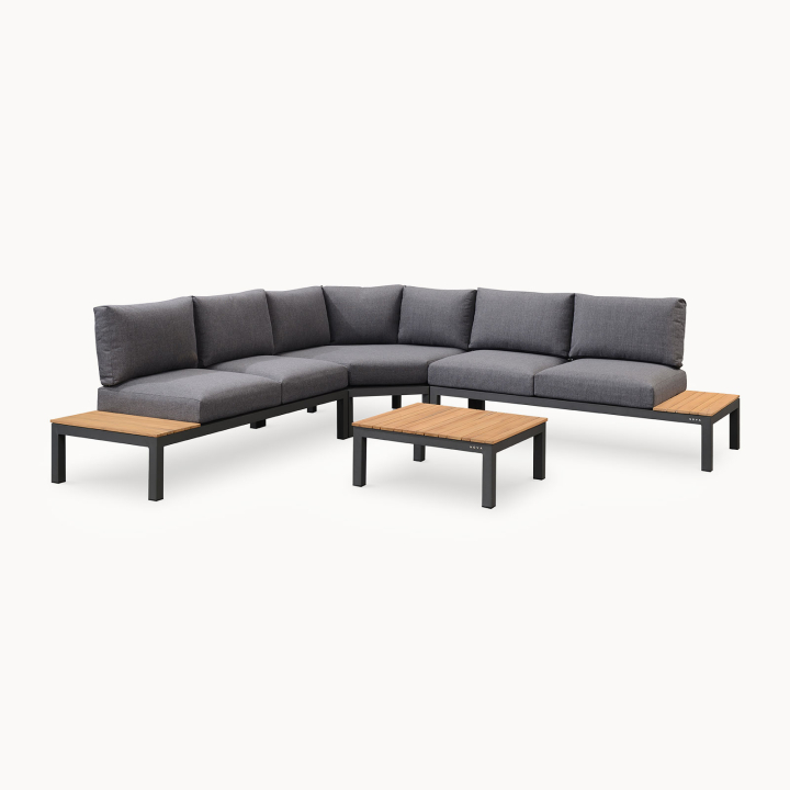 Bella Aluminium Wood Curved Corner Sofa