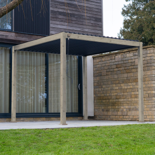 Legacy Aluminium Metal Pergola in Light Oak Look