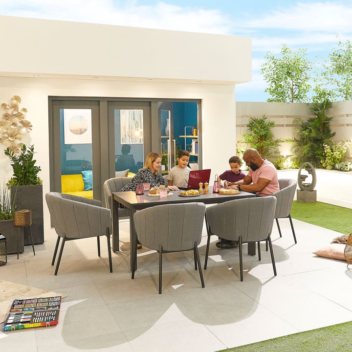 Edge 6 Seat All Weather Fabric Aluminium Dining Set