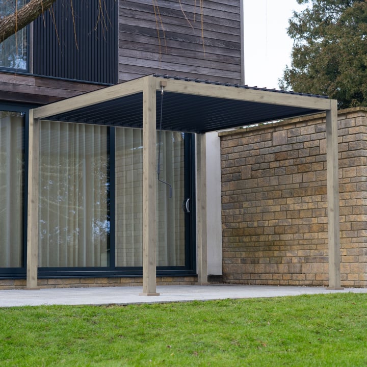 Legacy Aluminium Metal Pergola in Light Oak Look