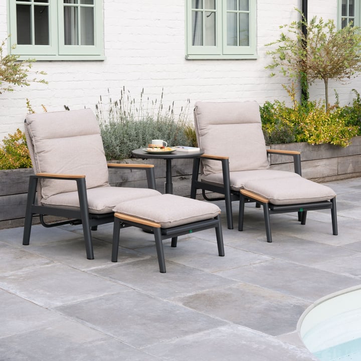 Parker Seater Aluminium Rope 5 Piece Reclining Lounging Set