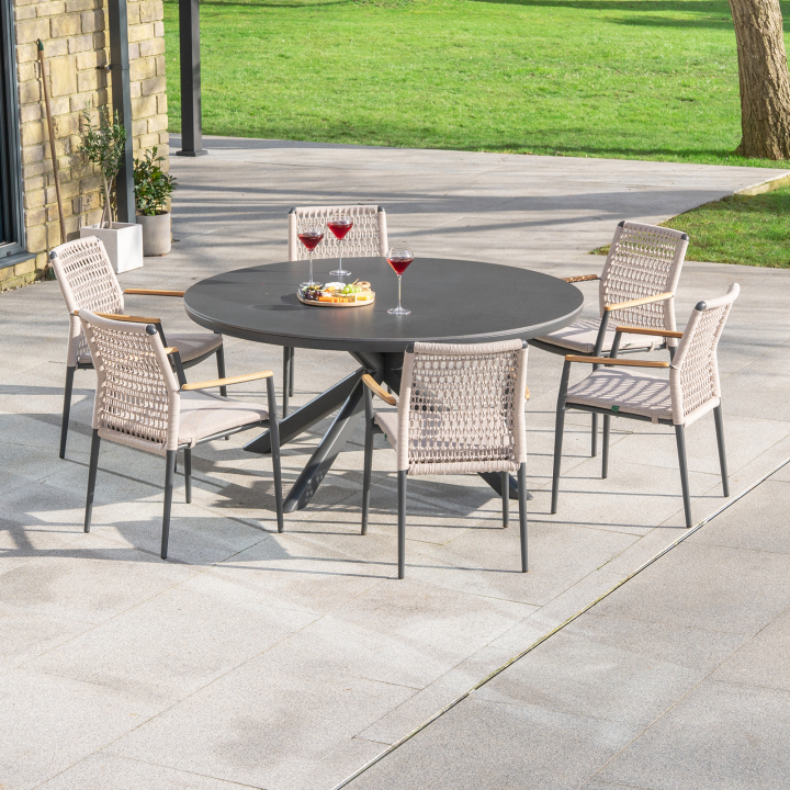 Parker 6 Seat Aluminium Rope Dining Set