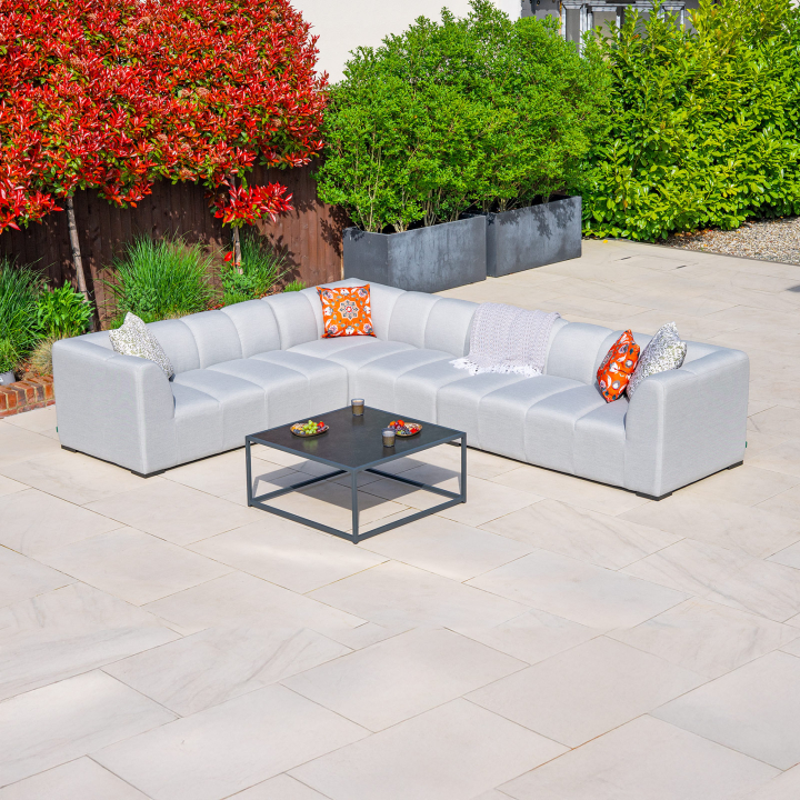 Zeus All Weather Fabric Aluminium Large Corner Sofa Lounging Set