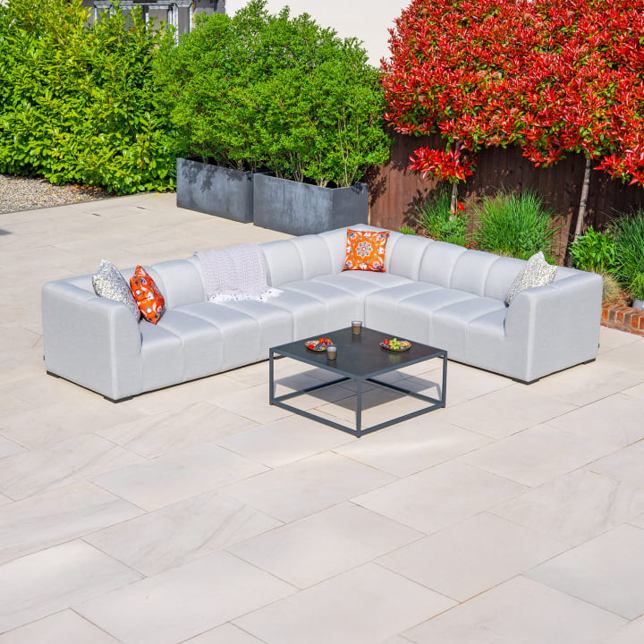 Zeus All Weather Fabric Aluminium Large Corner Sofa Lounging Set