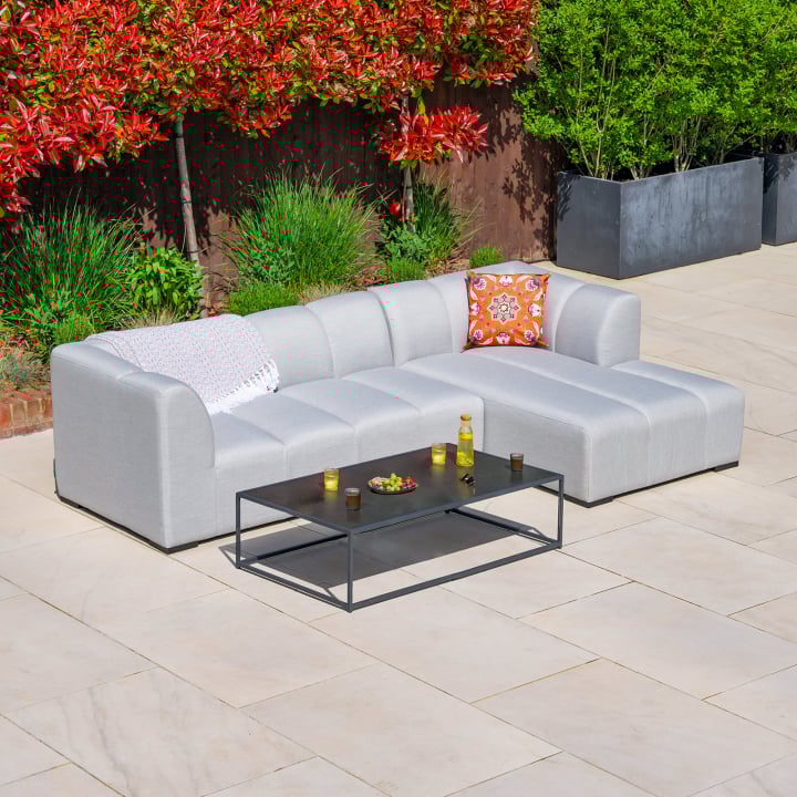 Zeus All Weather Fabric Aluminium 3 Seater Chaise Sofa Lounging Set