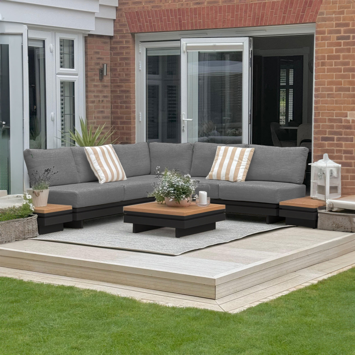 Bryson Aluminium Wood Corner Sofa Lounging Set