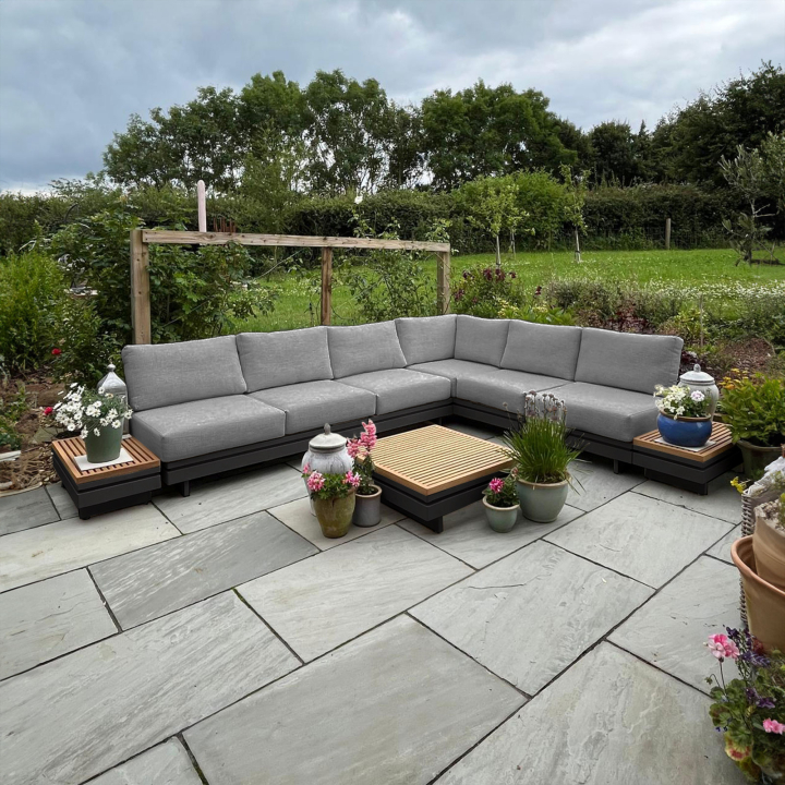 Bryson Aluminium Wood Large Corner Sofa Lounging Set