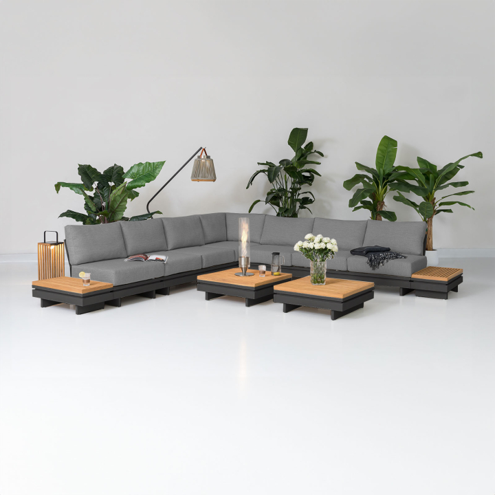 Bryson Aluminium Wood Deluxe Corner Sofa Lounging Set