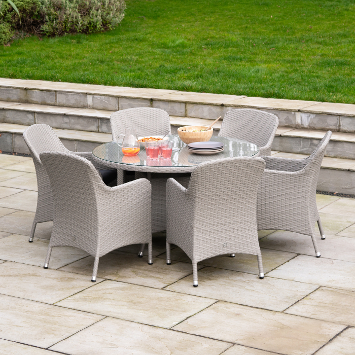 Nova - Emily 6 Seat Rattan Dining Set in Moon Grey
