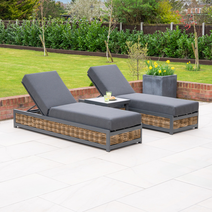 Caleb Rattan Aluminium Sun Lounger