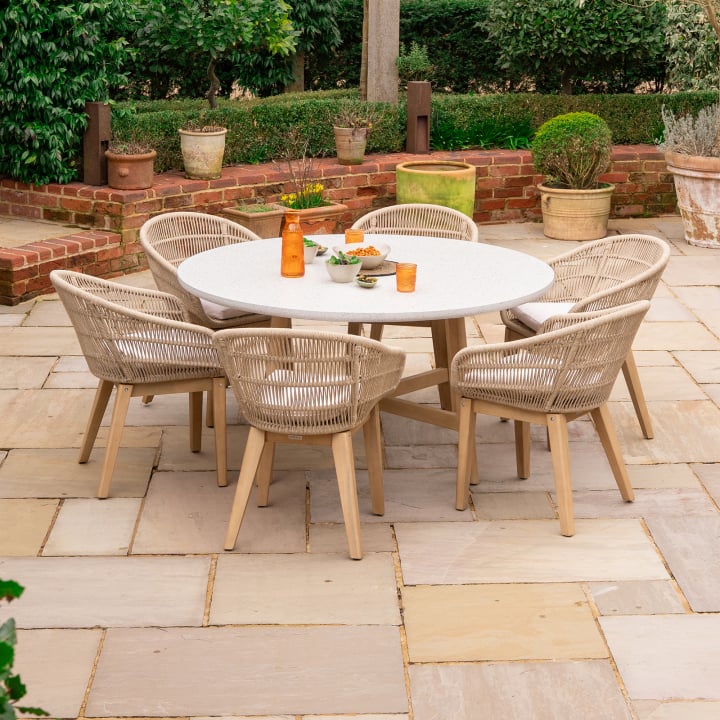 Madison 6 Seat Acacia Wood Rope Dining Set