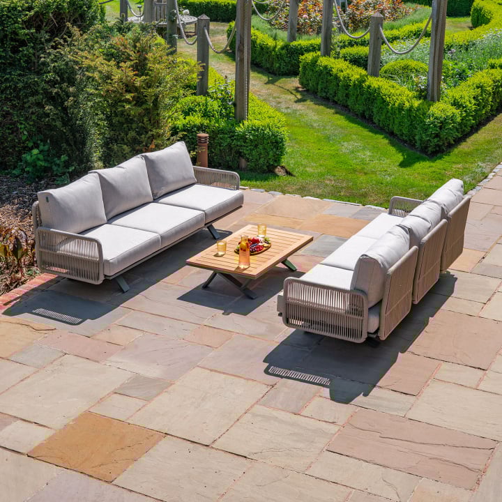 Grace Rope Wood 3 Seat Sofa Lounging Set