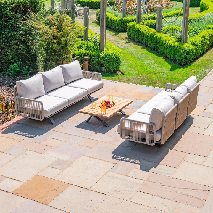 Grace Rope Wood 3 Seat Sofa Lounging Set