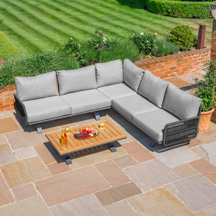 Grace Rope Wood Corner Sofa Lounging Set