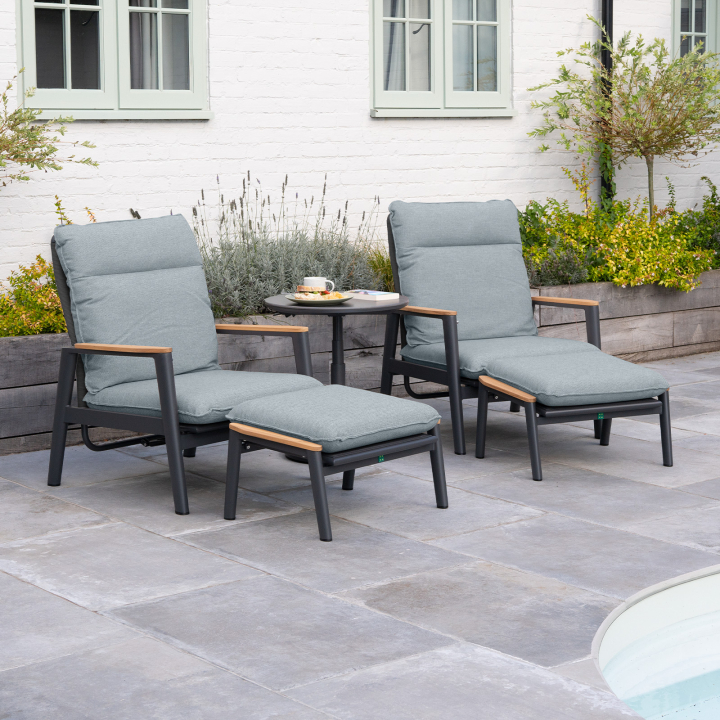 Parker Seater Aluminium Rope 5 Piece Reclining Lounging Set