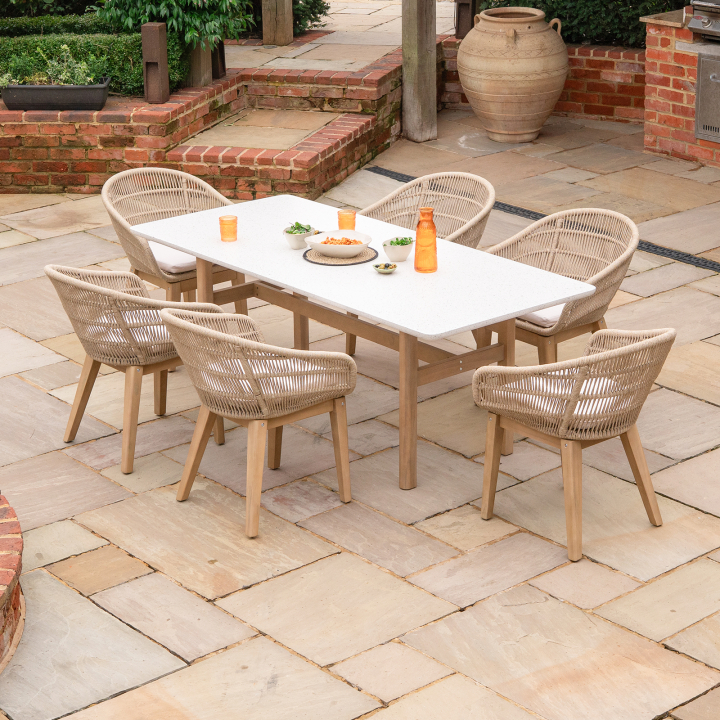 Madison 6 Seat Acacia Wood Rope Dining Set