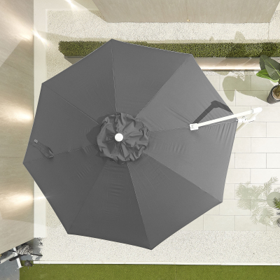 Galaxy 3.5m Round LED Aluminium Cantilever Parasol - Grey Canopy and White Frame