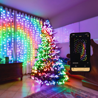 Twinkly 600 LEDs Christmas String Lights with Black Cable in Full Spectrum Multi Colour & White
