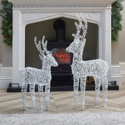 Small Rattan LED Ralph & Deer Friends in White