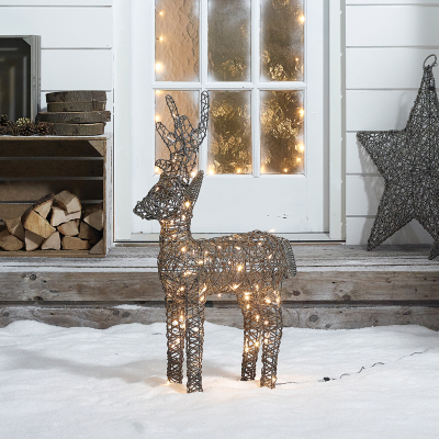 Small Rattan LED Ralph & Deer Friends in Grey