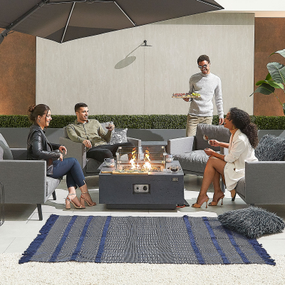 Albany Square GRC Gas Fire Pit Table with Windguard in Dark Grey
