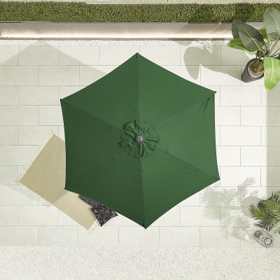 Antigua 2.4m Round Aluminium Traditional Parasol - Green Canopy and Grey Frame
