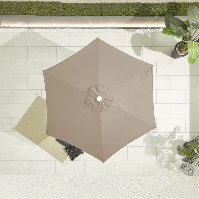 Antigua 2.4m Round Aluminium Traditional Parasol - Taupe Canopy and White Frame