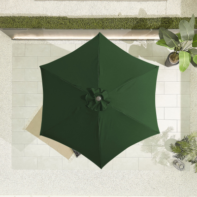 Antigua 2.7m Round Aluminium Traditional Parasol - Green Canopy and Grey Frame