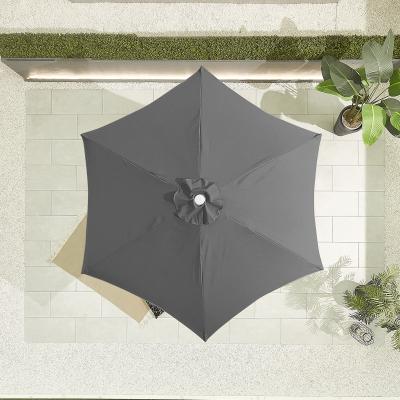 Antigua 2.7m Round Aluminium Traditional Parasol - Grey Canopy and White Frame