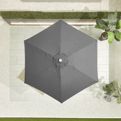 Antigua 3.0m Round Aluminium Traditional Parasol - Grey Canopy and White Frame