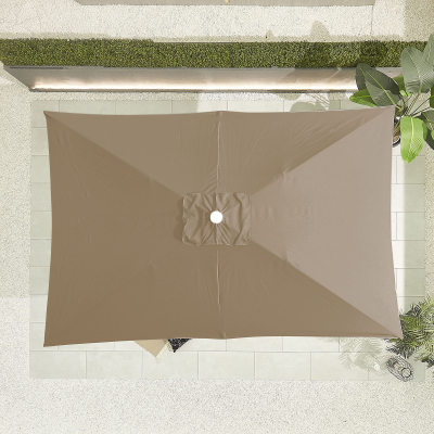 Antigua 3.0m x 2.0m Rectangular Aluminium Traditional Parasol - Taupe Canopy and White Frame