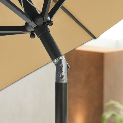 Antigua 3.0m x 2.0m Rectangular Aluminium Traditional Parasol - Beige Canopy and Grey Frame