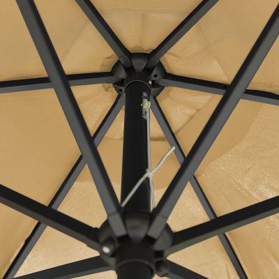 Antigua 3.0m Round Aluminium Traditional Parasol - Beige Canopy and Grey Frame