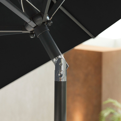 Antigua 3.0m Round Aluminium Traditional Parasol - Black Canopy and Grey Frame