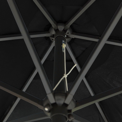 Antigua 2.7m Round Aluminium Traditional Parasol - Black Canopy and Grey Frame