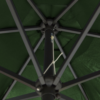 Antigua 3.0m x 2.0m Rectangular Aluminium Traditional Parasol - Green Canopy and Grey Frame