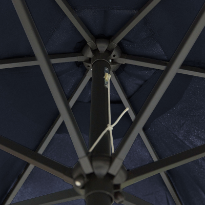Antigua 3.0m x 2.0m Rectangular Aluminium Traditional Parasol - Navy Canopy and Grey Frame