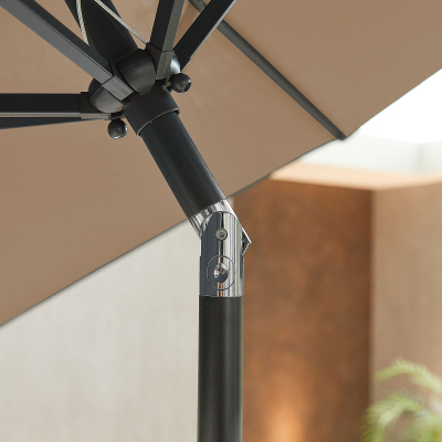Antigua 3.0m Round Aluminium Traditional Parasol - Taupe Canopy and Grey Frame