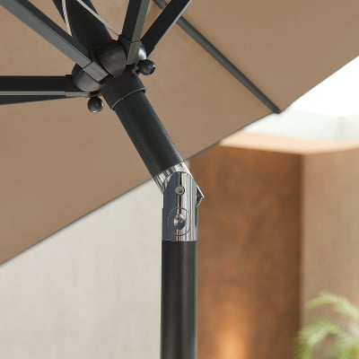 Antigua 2.4m Round Aluminium Traditional Parasol - Taupe Canopy and Grey Frame