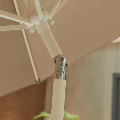 Antigua 3.0m x 2.0m Rectangular Aluminium Traditional Parasol - Taupe Canopy and White Frame
