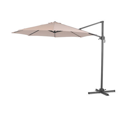 Apollo 3.0m Round Aluminium Cantilever Parasol - Beige Canopy, Grey Frame and In Ground Base