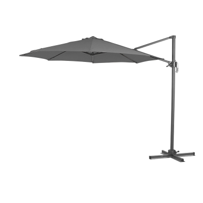 Apollo 3.0m Round Aluminium Cantilever Parasol - Grey Canopy, Grey Frame and In Ground Base