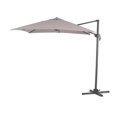 Apollo 2.5m x 2.5m Square Aluminium Cantilever Parasol - Beige Canopy, Grey Frame and In Ground Base