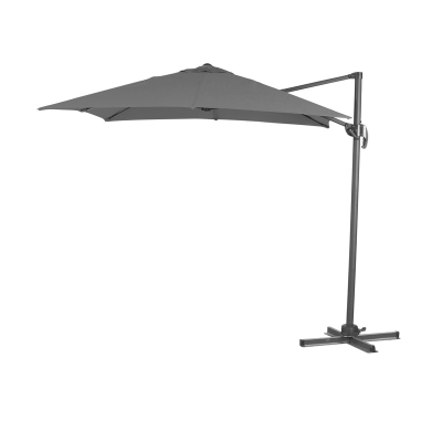 Apollo 2.5m x 2.5m Square Aluminium Cantilever Parasol - Grey Canopy, Grey Frame and In Ground Base