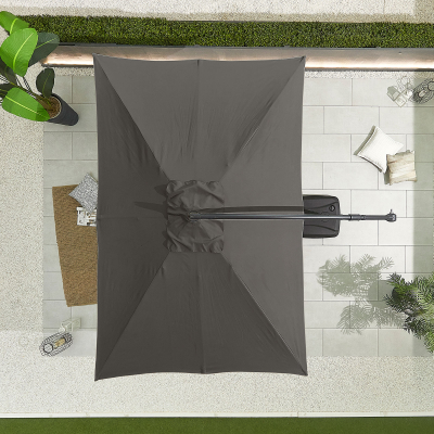 Barbados 3.0m x 2.0m Rectangular Aluminium Cantilever Parasol - Grey Canopy and Grey Frame