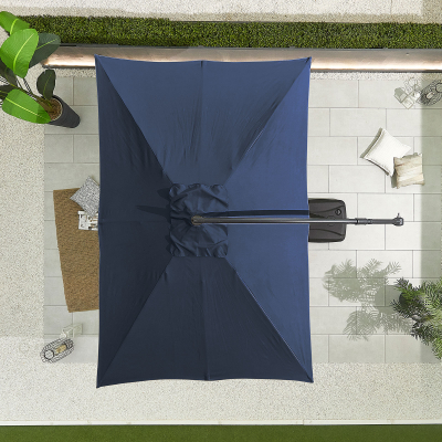 Barbados 3.0m x 2.0m Rectangular Aluminium Cantilever Parasol - Navy Canopy and Grey Frame