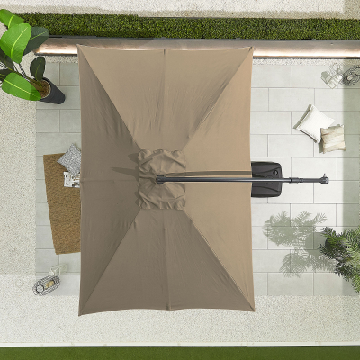 Barbados 3.0m x 2.0m Rectangular Aluminium Cantilever Parasol - Taupe Canopy and Grey Frame